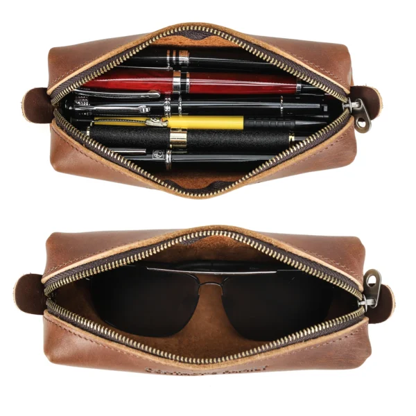 Custom Leather Pencil Pouch with Embossed Logo Child School Office Stationery Case Student CF9001