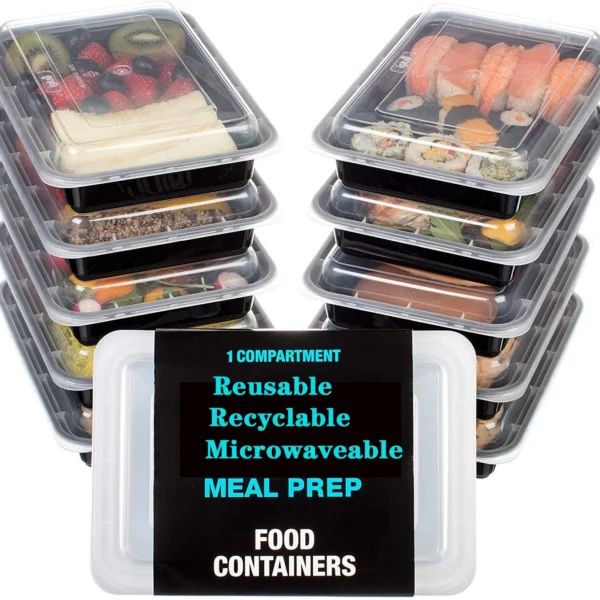 1 Compartment BPA Free Reusable Meal Prep Containers Plastic Food Storage Trays with Airtight Lids Microwavable Freezer